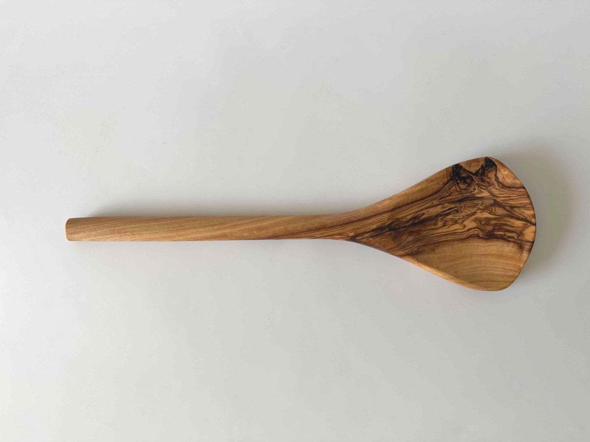 Olive Wood Cooking Spoon, Triangular Head, 12 Inch