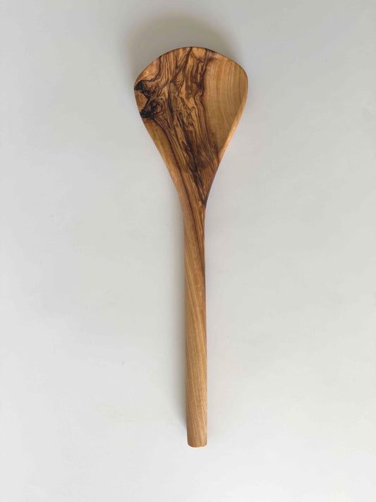 Olive Wood Cooking Spoon, Triangular Head, 12 Inch
