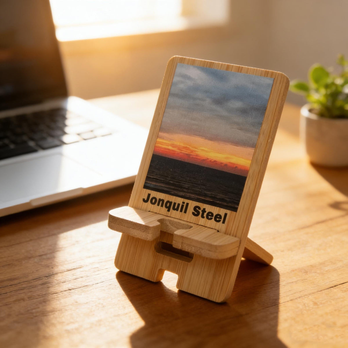 Personalized Wooden Phone Stand with Engraved Design
